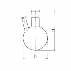 колба круглодонная с 2-мя горловинами под углом КГУ-2-1-1000-29/32-19/26, термостойкое стекло